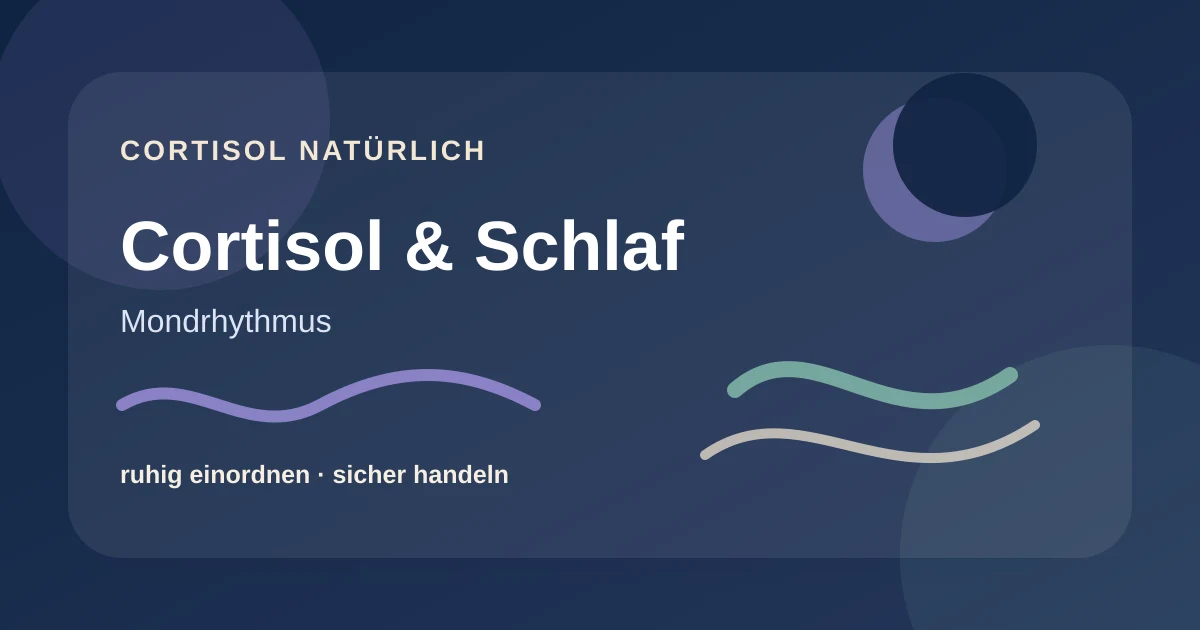 Cortisol und Schlaf: wie Stressrhythmus und Erholung zusammenhängen – ruhige Cortisol-Ratgebergrafik